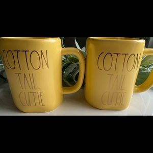 TWO Cotton Tail Cutie Yellow Rae Dunn Mugs Never Used.